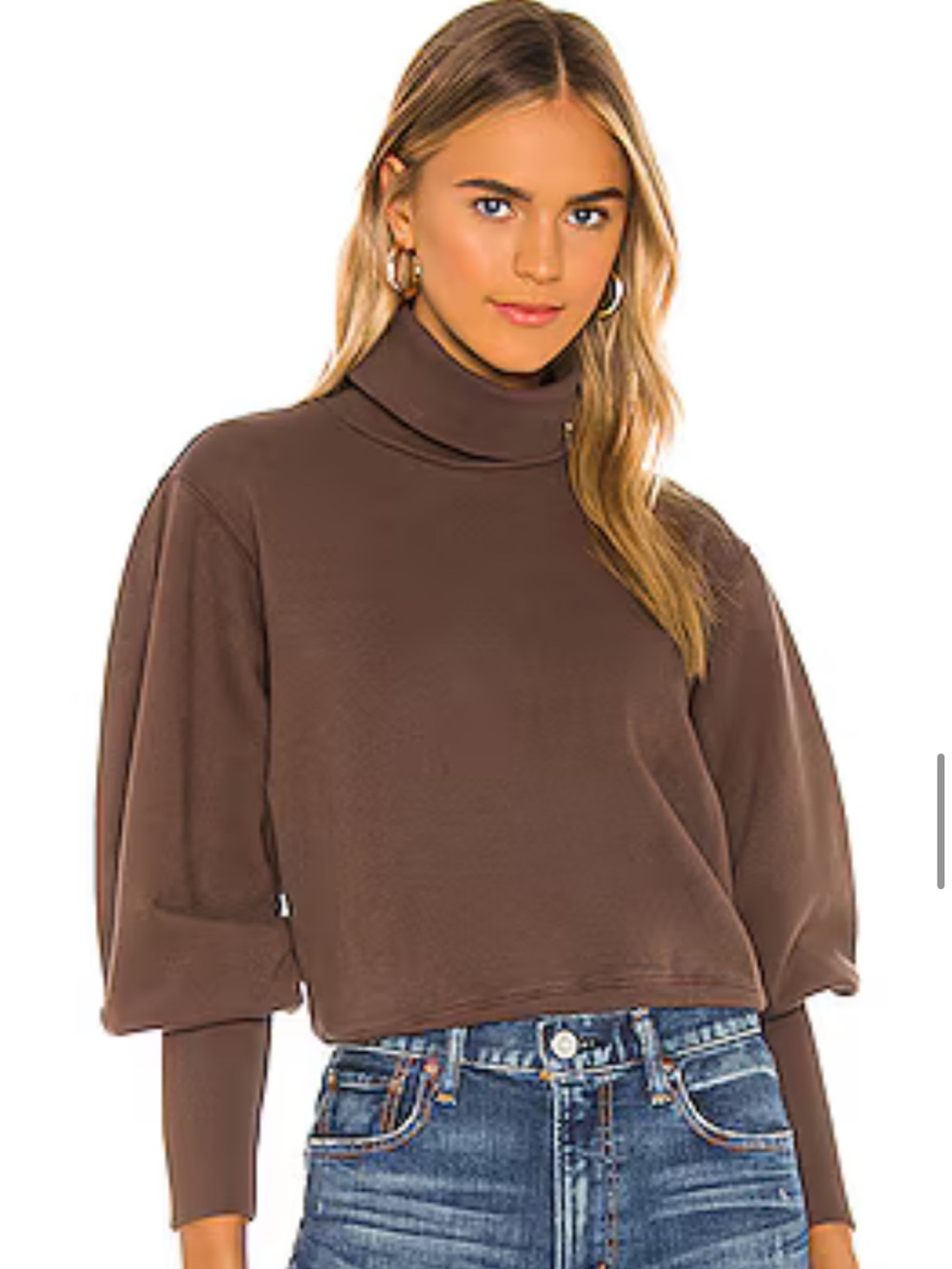 Agolde Ribbed Turtleneck Sweater in Mauve Brown